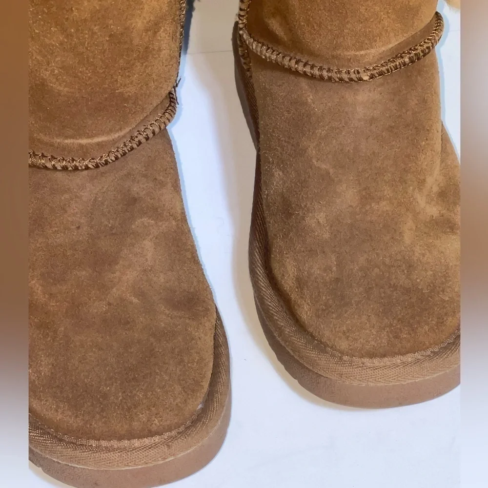 DREAM PAIRS Girls Boots Winter Snow Suede Mid Calf Boots Faux Fur Lined Fuzzy 12